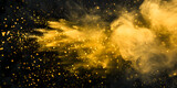 Fototapeta Do przedpokoju - Yellow powder explosion on black background,  Colored cloud., Colorful dust explode,  Paint Holi.