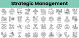 Fototapeta  - Set of strategic management icons. Linear style icon bundle. Vector Illustration