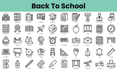 Wall Mural - Set of back to school icons. Linear style icon bundle. Vector Illustration