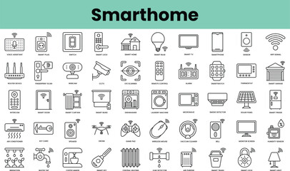 Wall Mural - Set of smarthome icons. Linear style icon bundle. Vector Illustration