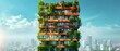 Urban Oasis: Greening the Skyline with Vertical Gardens. Concept Urban Gardening, Vertical Landscape, Sustainable Architecture, City Greenery, Modern Urban Design