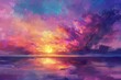 Ethereal Dreamy Summer Sunset Sky with Vibrant Colors and Peaceful Atmosphere, Digital Painting