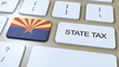 Arizona State Tax with Flag. Button and Text Animation