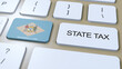 Delaware State Tax with Flag. Button and Text Animation