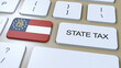 Georgia State Tax with Flag. Button and Text Animation