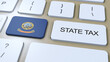 Idaho State Tax with Flag. Button and Text Animation