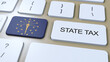 Indiana State Tax with Flag. Button and Text Animation