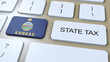 Kansas State Tax with Flag. Button and Text Animation