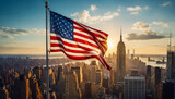 Fototapeta Natura - American flag on New York background patriotism