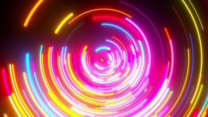 Poster - Radial neon lines. Computer generated 3d render