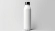 © KRIS - A professional Water Bottle in white with a smooth texture, stretched and laid flat lay on a minimalist white mockup