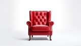 Fototapeta  - Red leather armchair on a white background. Comfortable sofa.
