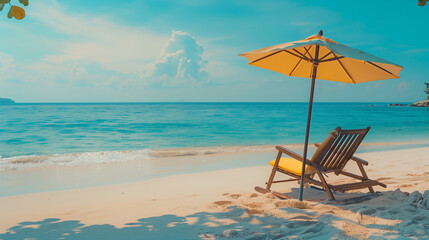 Poster - beach chair and umbrella on the beach