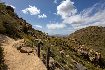 Wall Mural - Wide Ratio View Of the Pinnacle Peak Hiking Trail Scottsdale AZ