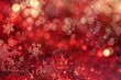 Shimmering red Christmas background with glistening snowflakes and twinkling lights, festive holiday banner design