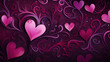 Closeup of pink Hearts background texture with pink purple decorations, love, wedding, romance, celebration