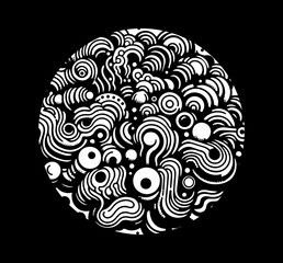 Poster - Abstract zentangle circle doodle. Black and white coloring sheet template.