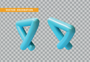 Poster - Blue bent rod geometric object. 3d element for design. vector illustration