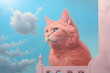Regal Feline: Orange Cat Portrait with Sky Background