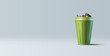 Realistic green can garbage can, 3D. For the concepts of ecology, nature conservation and waste sorting. Vector