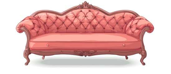 Wall Mural - A magenta couch with a wooden frame, perfect for any studio or outdoor space. This comfortable rectangle sofa bed is a stylish addition to your furniture collection