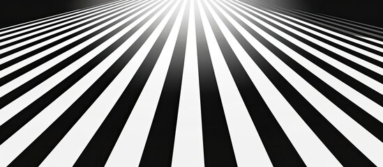 Poster - During daytime, a white light shines through the blackandwhite striped flooring, creating a stylish contrast on the asphalt floor. The bold font of the lines adds a modern touch