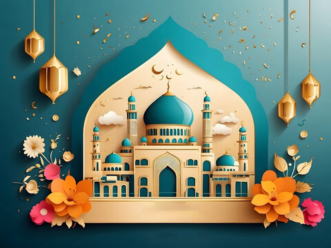 Wishing you a joyous Eid-al-Fitr, Eid-al-Adha, and Eid Mubarak! Check out our stunning vector illustration background design.