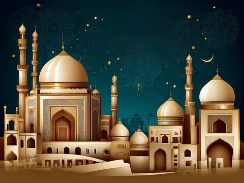 Wishing you a joyous Eid-al-Fitr, Eid-al-Adha, and Eid Mubarak! Check out our stunning vector illustration background design.