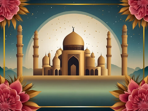 Wishing you a joyous Eid-al-Fitr, Eid-al-Adha, and Eid Mubarak! Check out our stunning vector illustration background design.