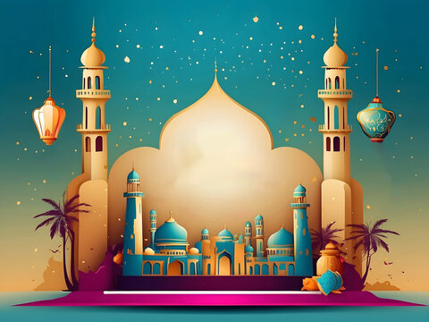 Wishing you a joyous Eid-al-Fitr, Eid-al-Adha, and Eid Mubarak! Check out our stunning vector illustration background design.