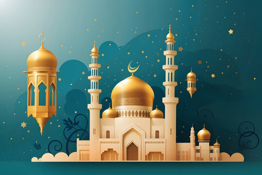 Wishing you a joyous Eid-al-Fitr, Eid-al-Adha, and Eid Mubarak! Check out our stunning vector illustration background design.