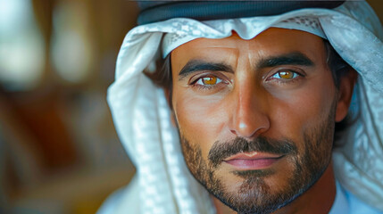 Portrait of a middle eastern man with traditional arabian clothes