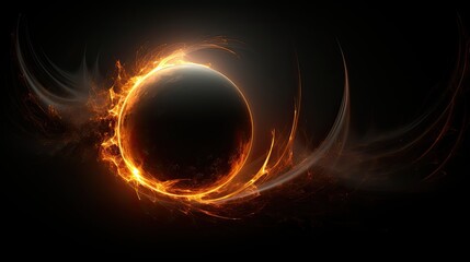 Solar eclipse is an astronomical phenomenon. Realistic illustration of a solar eclipse. The moon covers the sun. 