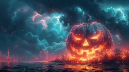 Wall Mural - Thunderous Pumpkin Ocean