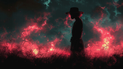 Canvas Print - Crimson Field Silhouette