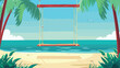 Beach swing flat illustration of vector graphic 2d