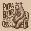 fathers Day 2024 illustration, Papa Bear Protector of the Couch