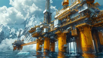 Wall Mural - Oil and gas platform in the sea