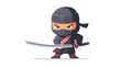 Cartoon Ninja superhero with a sword. Isolated 2d f