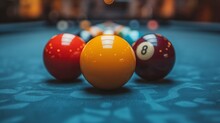 Close Up Of Balls On The Billiard Table