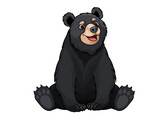 Fototapeta Do akwarium - Cute Vector cartoon black bear sticker