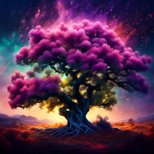 Surreal Landscape With Tree