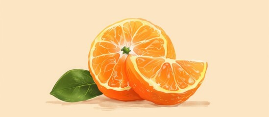 Poster - A variety of citrus fruits including Valencia orange, Rangpur, Tangelo, Clementine, bitter orange, and tangerine. Two oranges cut in half with leaves on a white background