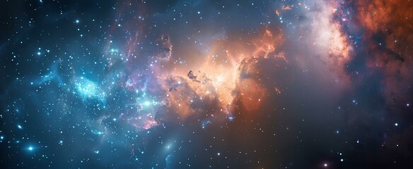 Wall Mural - galaxy and sky wallpaper and cosmic nebula. generative ai