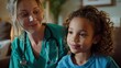 A young patient receiving care from a professional nurse in comfortable scrubs, providing medical support and comfort in a home healthcare setting ,4K, HD, low noise