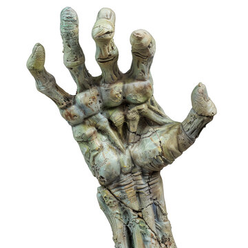 Bony zombie hand isolated on clear background. Gruesome yet fascinating horror-themed design element