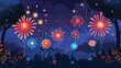 Fireworks 2d flat cartoon vactor illustration isola