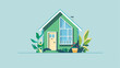 Green house flat icon illustration of vector graphi