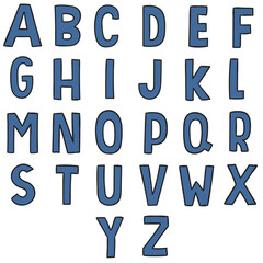Leinwandbilder - Alphabet from drawn simple letters. Vector ABC alphabet of large letters in blue.
