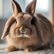 An adorable bunny with soft fur, grooming itself with delicate care2